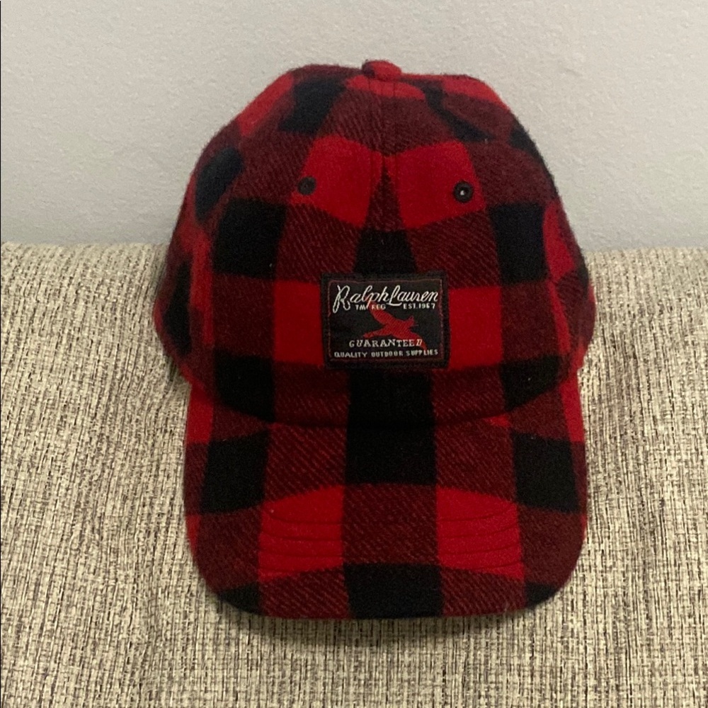 Ralph Lauren Red and Black Plaid Cap